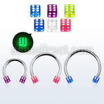 cbegld4l xxl steel circular barbell 16g 4mm glow in the dark dice