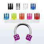 cbeuvdi 316l steel circular barbell with acrylic uv dice