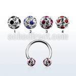 cbfr5a 316l circular barbell with dotted crystal ball