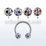 cbfr6a 316l circular barbell w dotted multi crystal ball