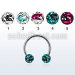 cbfr6c steel circular barbell w 2 6mm multi crystal zebra balls