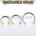 cbmcr5l xxl steel circular barbell 14g w 5mm crocodile wood ball