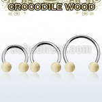 cbmcr8l xxl steel circular barbell 14g w 8mm crocodile wood ball