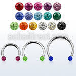 cbmf4l xxl steel circular barbell, 14g w 4mm multi crystal ball