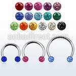 cbmf5l xxl steel circular barbell, 14g w 5mm multi crystal ball