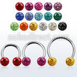 cbmf8l xxl steel circular barbell, 14g w 8mm multi crystal ball