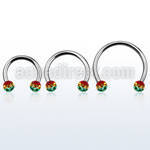 cbmfr5l xxl steel cbr, 14g w 5mm ball w rasta color stripes