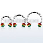 cbmfr6l xxl steel cbr, 14g w 6mm ball w rasta color stripes