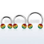 cbmfr8l xxl steel cbr, 14g w 8mm ball w rasta color stripes