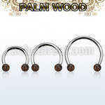 cbmpl5l xxl steel circular barbell, 14g w 5mm palm wood balls