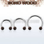 cbmsn5l xxl steel circular barbell, 14g w 5mm sono wood balls