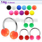cbsab8l xxl steel circular barbell, 14g w 8mm solid color balls