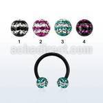 cbtfr5d anodized 316l circular barbell w tri line crystal ball