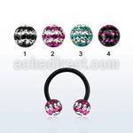 cbtfr6d anodized 316l circular barbell w tri line crystal ball