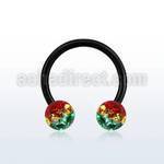 cbtfr6r anodized 316l circular barbell w rasta stripes crystal