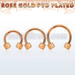 cbttdi rose gold steel circular barbell w 2 4mm dices