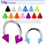 cbvcn5 316l steel circular barbell with 5mm acrylic uv cones