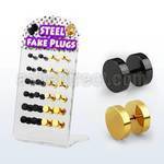 dacb106 board of black gold anodized 316l steel fake plugs