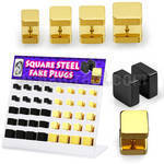 dacb132 black gold anodized 316l steel fake plug w squares