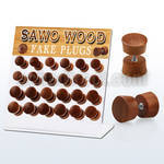 dacb158 display w 24 fake sawo wood plugs  size 8mm 10mm