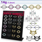 danp1 display w 24 assorted 316l steel nipple shields
