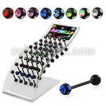 dbbtc3b pvd 316l steel tongue barbell w 6mm jewel steel ball