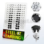 derzg4 316l steel ear stud w 3 8mm round prong cz stone