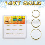 dg14nh2 box w 9 pcs. of solid 14k gold endless nose hoops