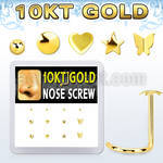 dgisc16 box w 10kt gold nose screw w 3mm cz stones in mix shape