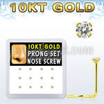 dgisc17 box w 12 10k gold nose screws w 2mm round clear czs