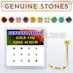 dgisc8 box w 10kt gold nose screws w 2mm genuine gemstones