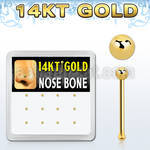 dgnb5 14kt gold nose bone with 1 5mm ball shaped top