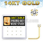 dgns7 14k gold nose studs 1.5mm clear cz prong 12pcs