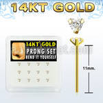 dgys3 box w 14kt gold bend it nose studs w 3mm heart cz 