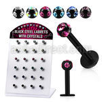 dlbkca black anodized 316l labret with 3mm multi jewel ball