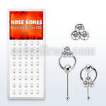 dnbrc4 silver nose bones w clear tri crystals on slave hoop