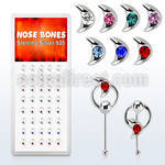 dnbrm2 silver nose bones with moon w crystal on slave hoop