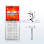 dnbvdp box of silver nose bones with a dolphin design top