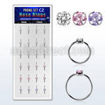 dnsm166 box w 24 silver nose rings w set 2.5mm mix color cz tops