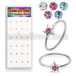 dnsm300b silver seamless nose rings color crystals star 24