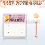 drnb27 box w 12 14kt rose gold nose bones w round flat top