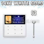 dwnb6 box of 14kt white gold nose bones w prong set diamonds