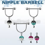 efrsnp8 steel nipple stirrup w 8mm two color multi crystal ball