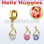 ehgz416 gold stainless steel helix huggie w dangling snap fit cz