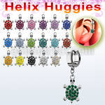 ehh574 helix huggie w a turtle with crystal studded shell