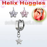 ehhz324 helix huggie w a dangling small cz flower