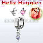 ehhz337 helix huggie w a dangling a heart shaped dangling cz