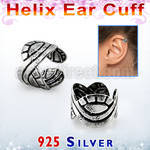 ehvcf19 sterling silver helix ear cuff with weaved wave design