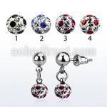 er263a 316l steel ear stud with dangling ferido dotted ball