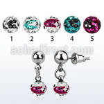 er263c 316l steel ear stud w a 6mm zebra multi crystal ball
